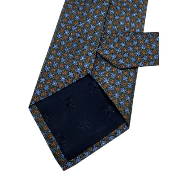 BROOKS BROTHERS Men's 100% Silk Necktie DESIGNER Green Blue Geometric W:3.7" EUC - Picture 3 of 3